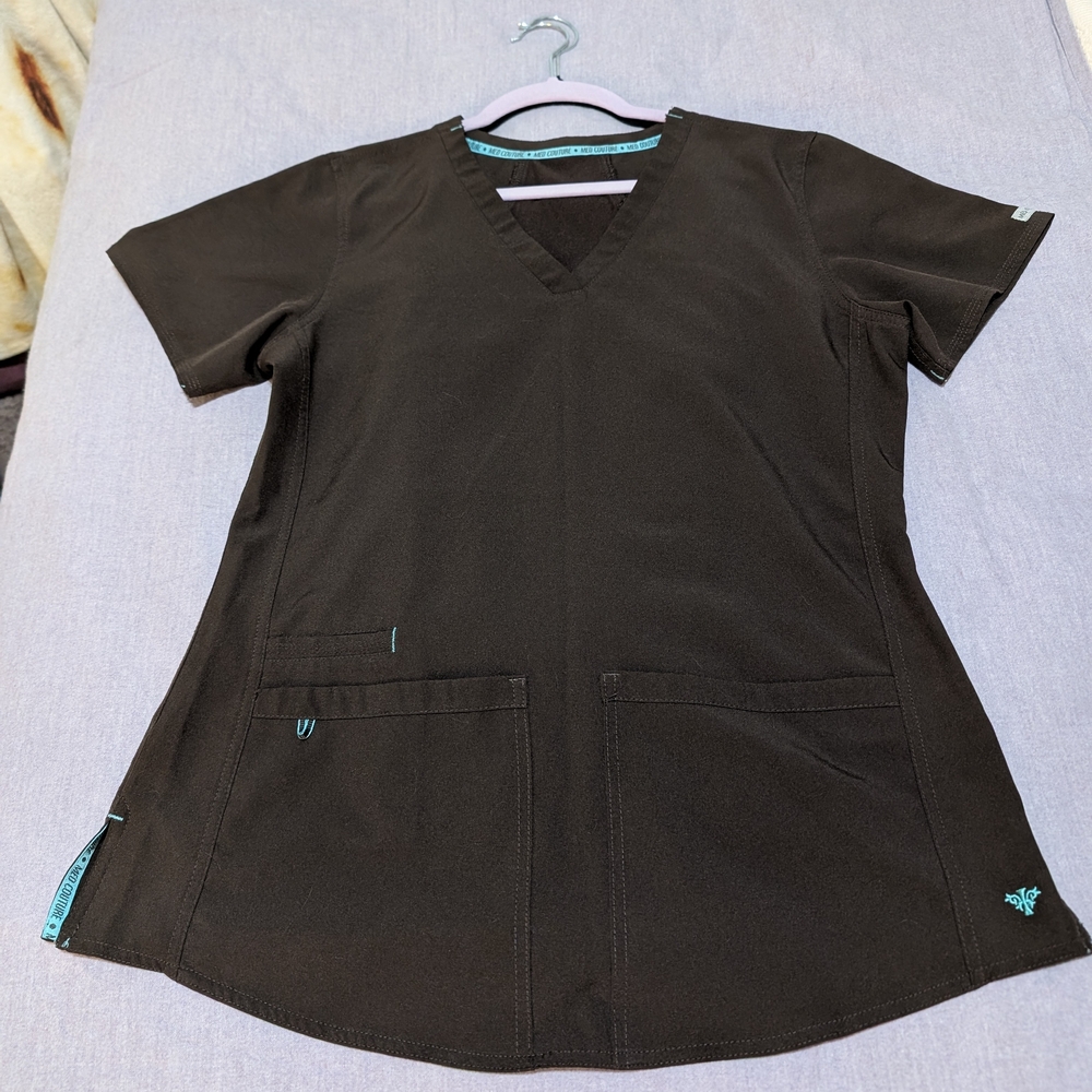 Espresso Brown Med Couture V-Neck Scrub Top And Pants